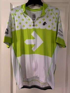 Hincapie Cycling Jersey Mens XL Green White Full Zip Ohio State Survivor